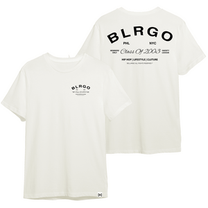 Bone T-shirt front and back view: "Bone BLRGO Alumni Supima Cotton T-shirt - Experience the softness of American-grown SUPIMA® cotton by Bellargo.