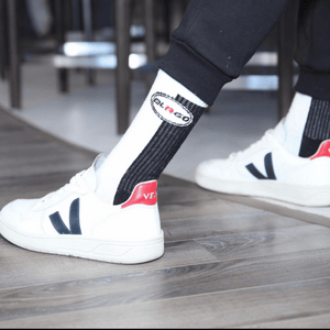 Profile view of Bellargo Crew Socks, emphasizing snug fit and quality design.