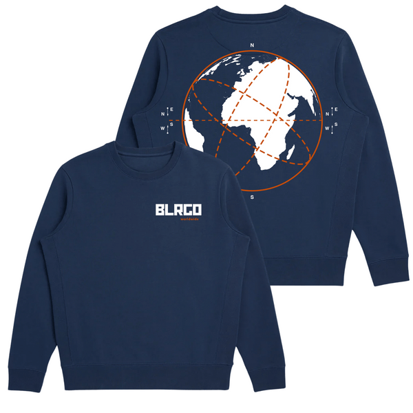 Timeless Navy Organic Cotton Crewneck Sweatshirt- Front and Back View