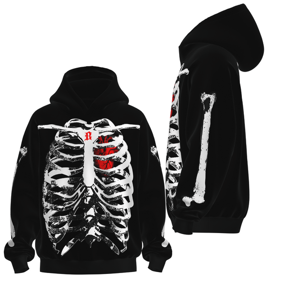 Bellargo Bone Crusher Heavyweight Fleece Pullover - Limited Edition 'Scary Hours' Drop, showcasing front and side views for superior street style.