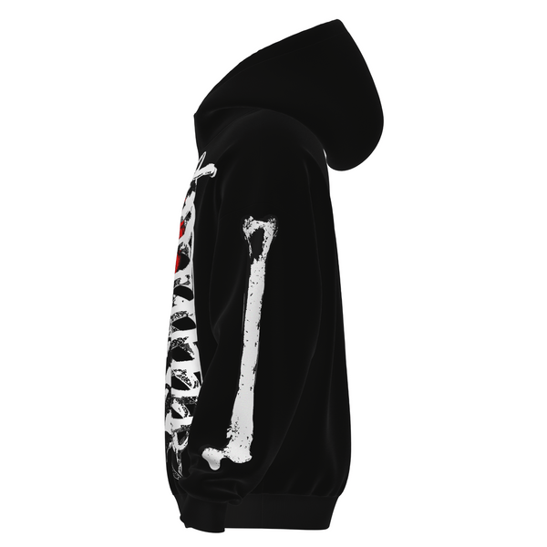 Detailed sleeve view of Bellargo Bone Crusher Heavyweight Fleece Pullover - Limited Edition 'Scary Hours' Drop, featuring unique graphics for a standout look.