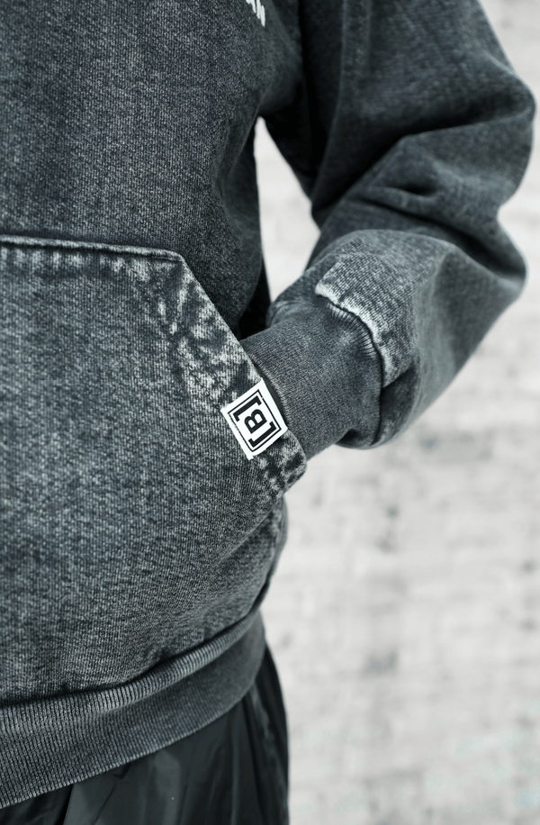Bellargo 20th Anniversary Limited Edition Valedictorian Washed Pullover Pocket Detail View in Smoke