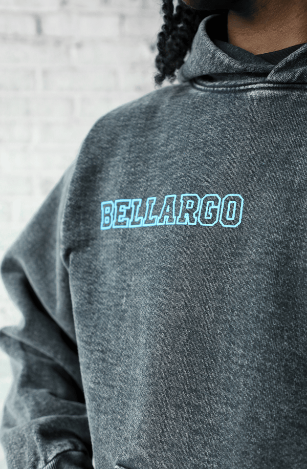 Bellargo 20th Anniversary Limited Edition Valedictorian Washed Pullover Right Chest View in Smoke
